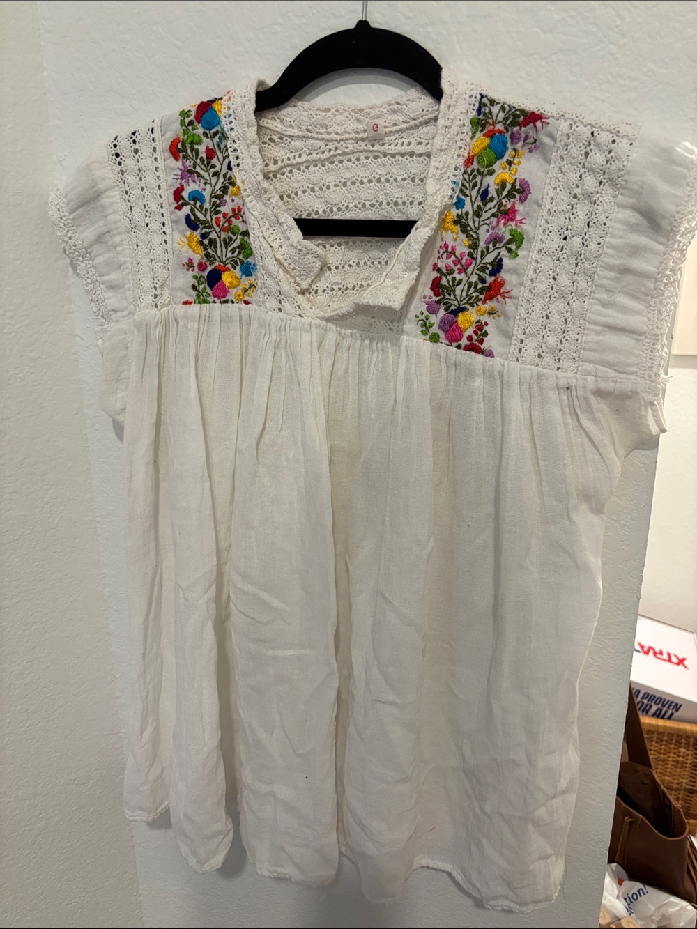 Mexican embroidered gauzy top